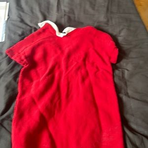 Red mini dress with white collar